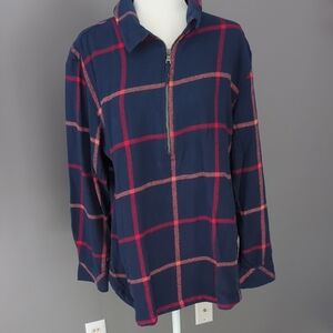 Sonoma Navy and Red Plaid Women's Top